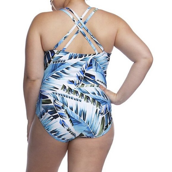 NWT La Blanca Two Cool Printed One Piece Plus Size Swimsuit - Picture 2 of 6